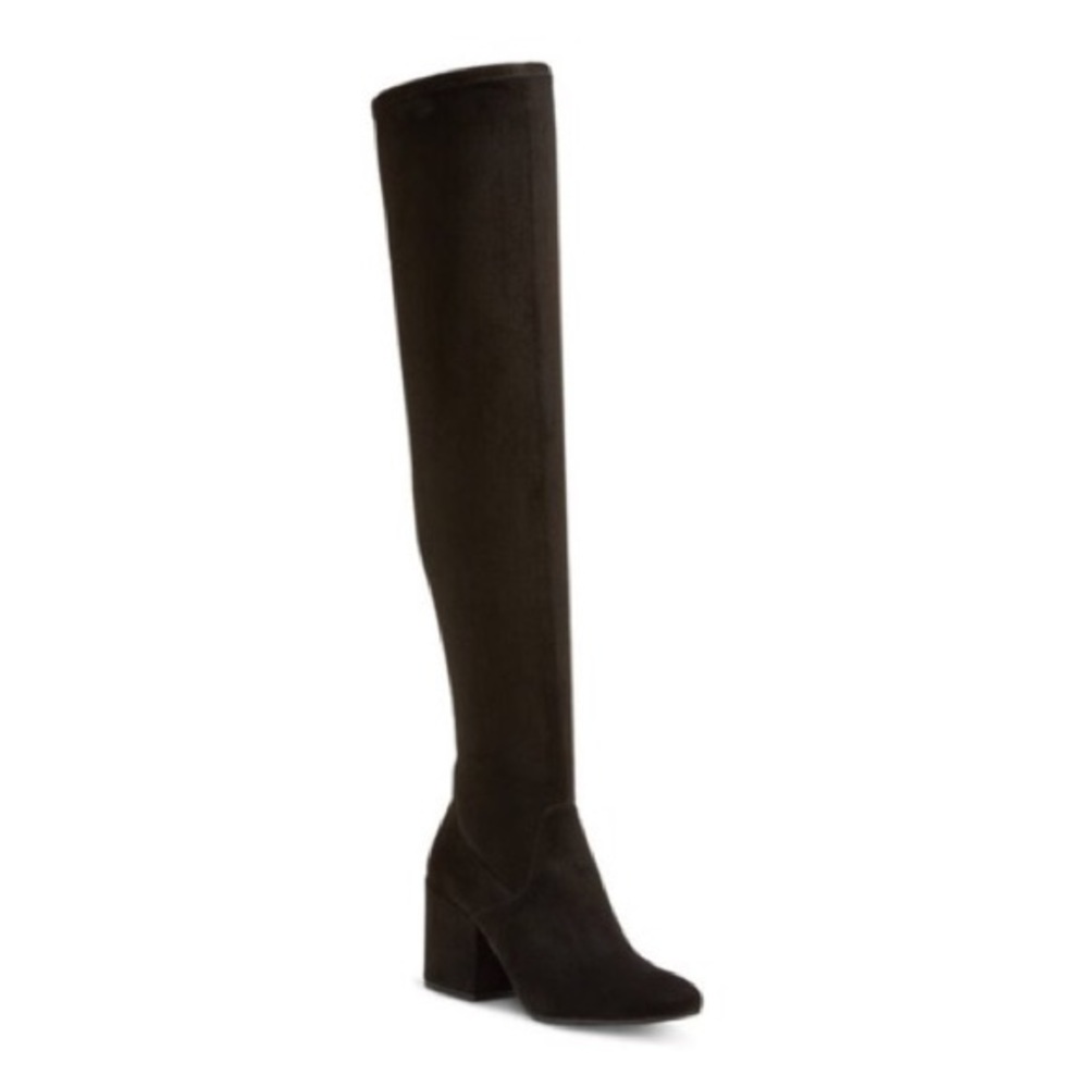 over the knee black suede boots